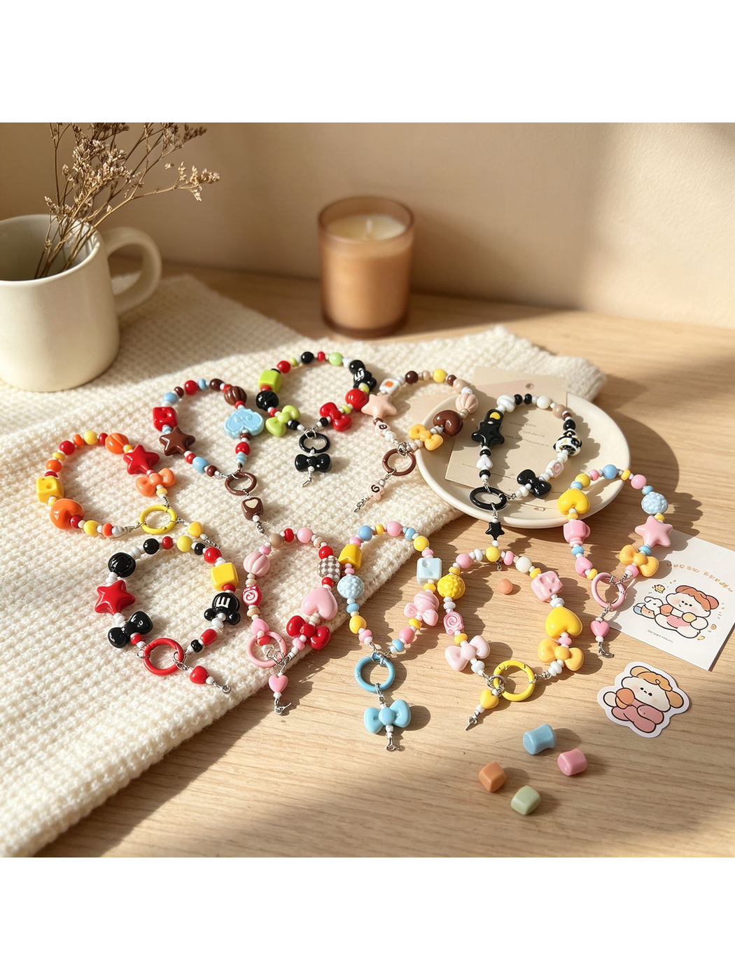 Keypus - Colorful Acrylic Beaded Bag Charm Keychain