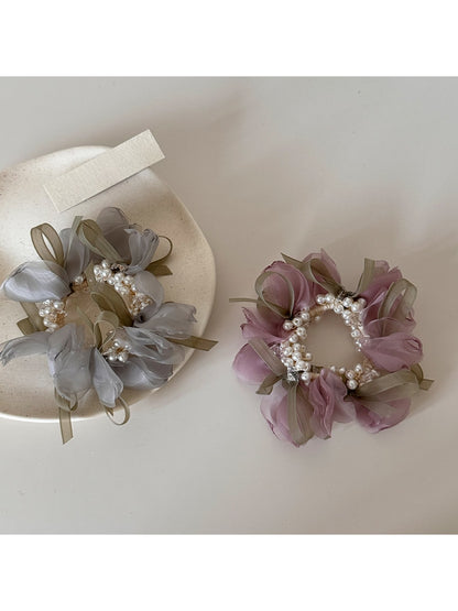 Gifty - Polyester Mesh Flower Ruffle Hair Tie