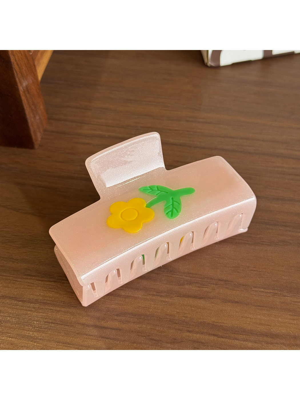 Beau - Floral Rectangular Acetate Claw Clip