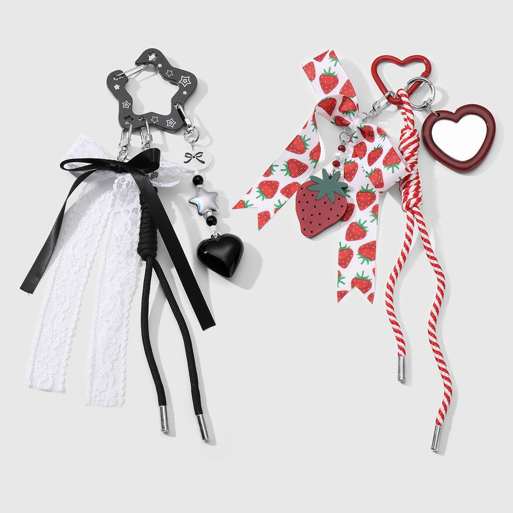 Keypus - Sweet Strawberry Bow Mirror Keychain