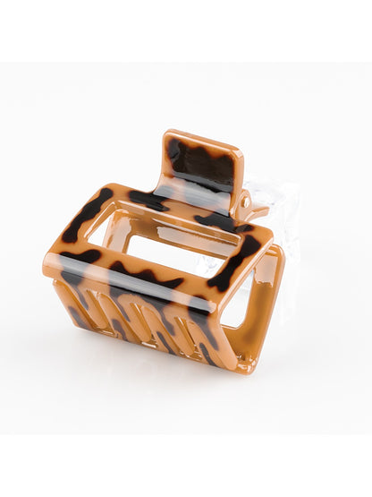 Beau - Leopard Print Openwork Square Claw Clip