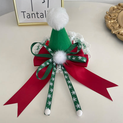 Beau - Christmas Snowflake Pattern Bow Lace Hair Clip