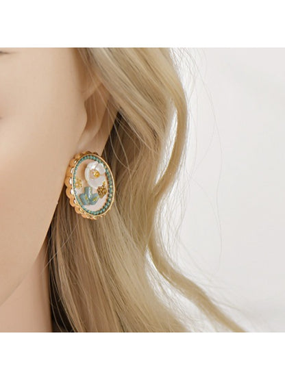 Earedge - Oil Painting-Inspired Floral Stud Earrings