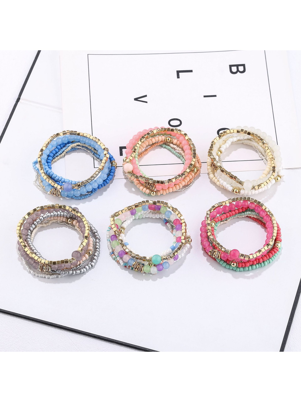 Lovra - Square Beaded Bohemian Multilayer Bracelet