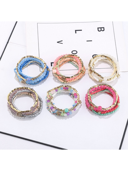 Lovra - Square Beaded Bohemian Multilayer Bracelet