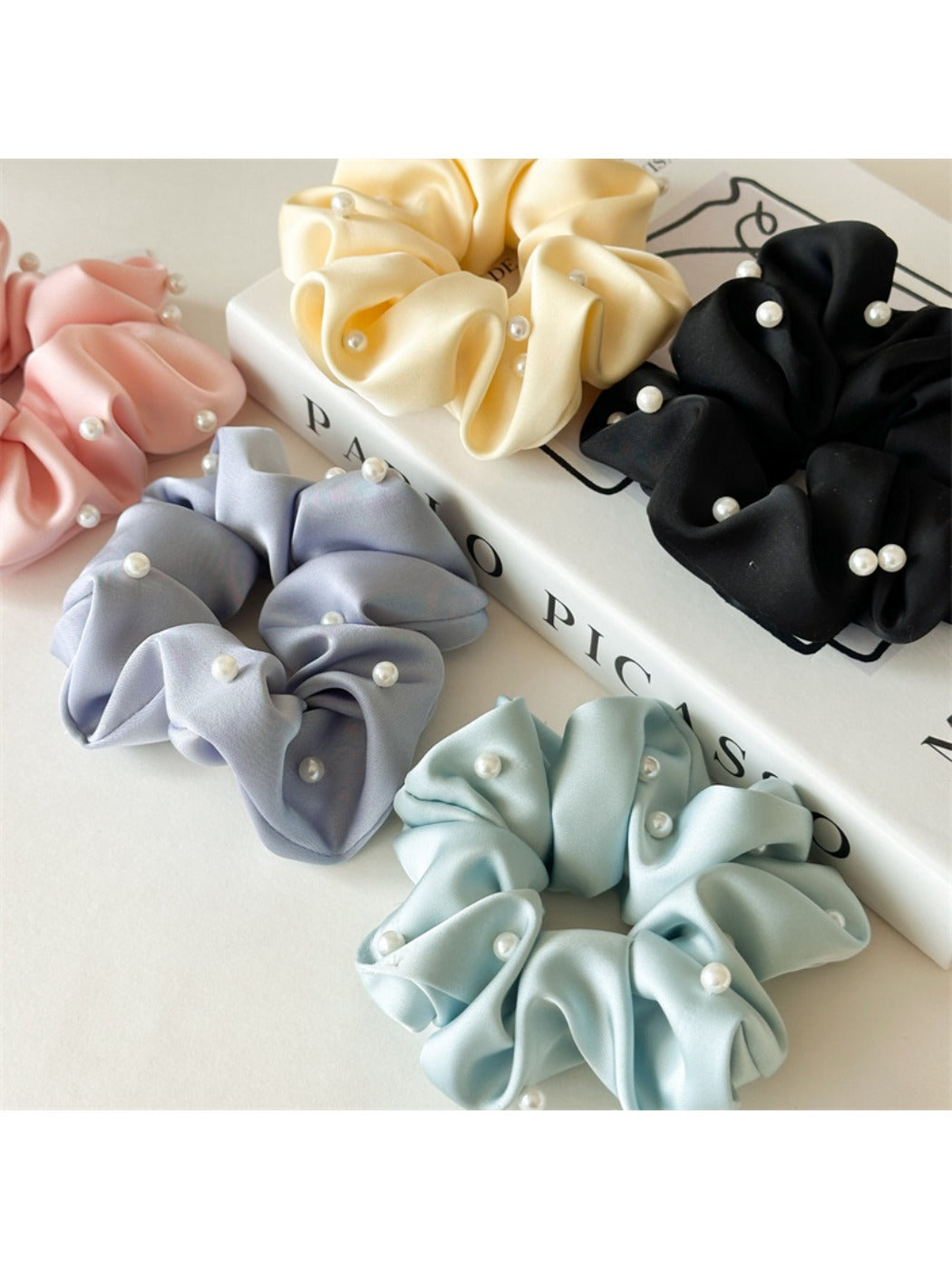 Gifty - Solid Color Satin Fabric Hair Ties