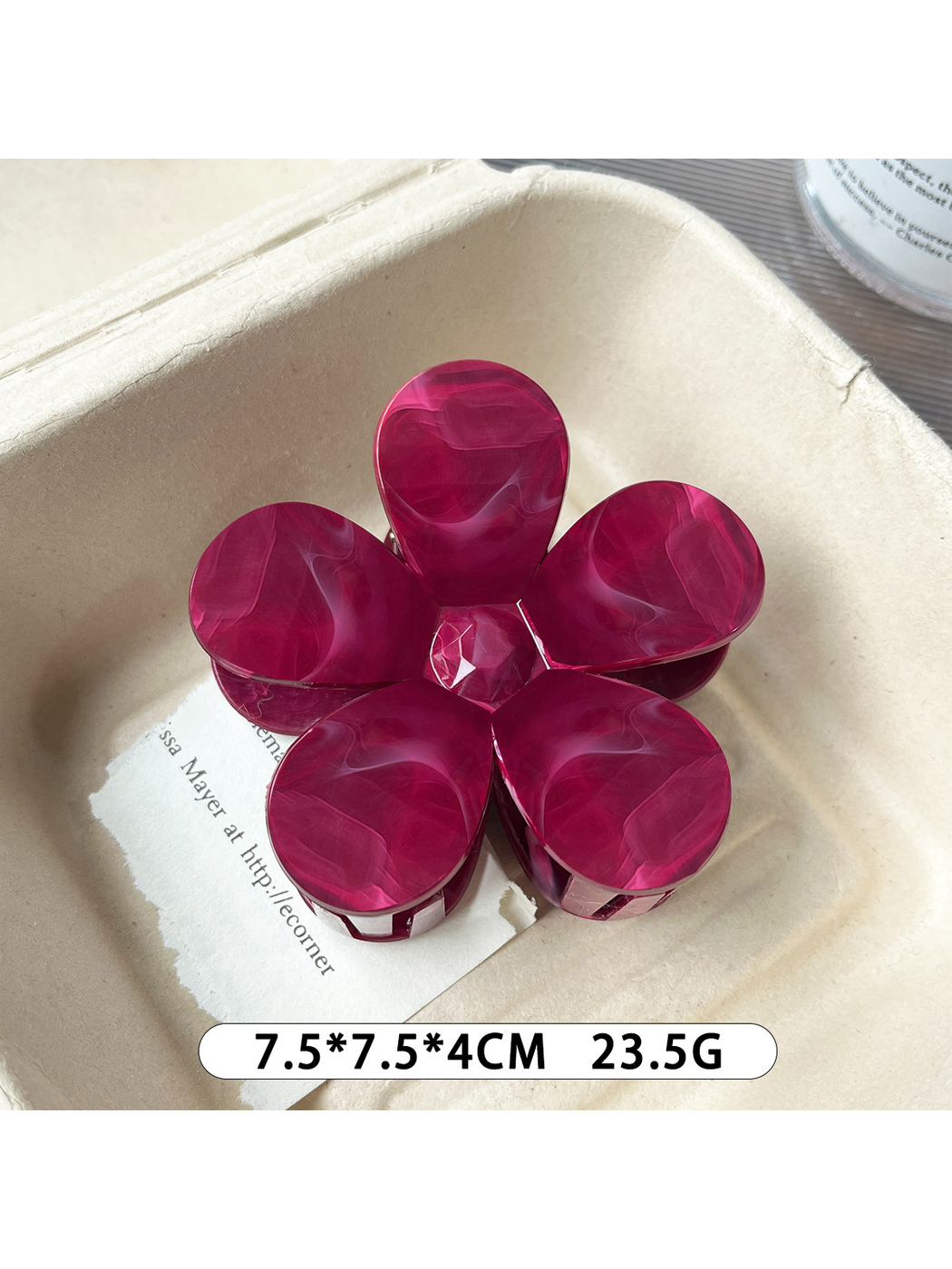 Beau - Marbled Flower Accent Large Plastic Claw Clip