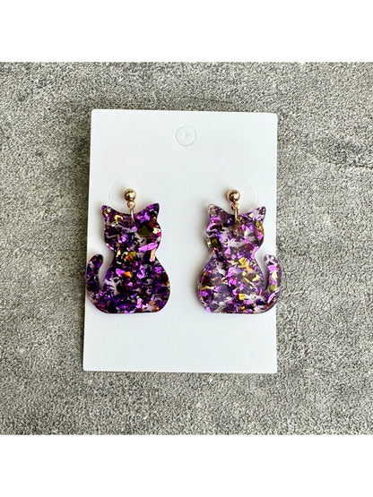 Earedge - Cat-Shaped Glitter Sequin Earrings