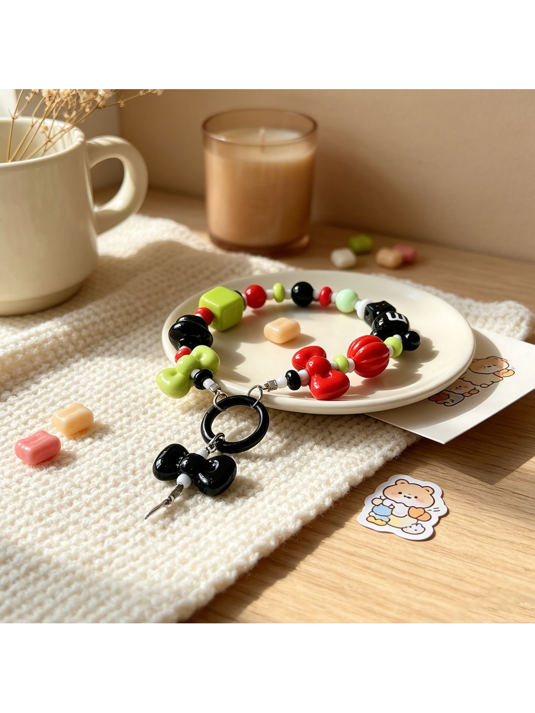 Keypus - Colorful Acrylic Beaded Bag Charm Keychain