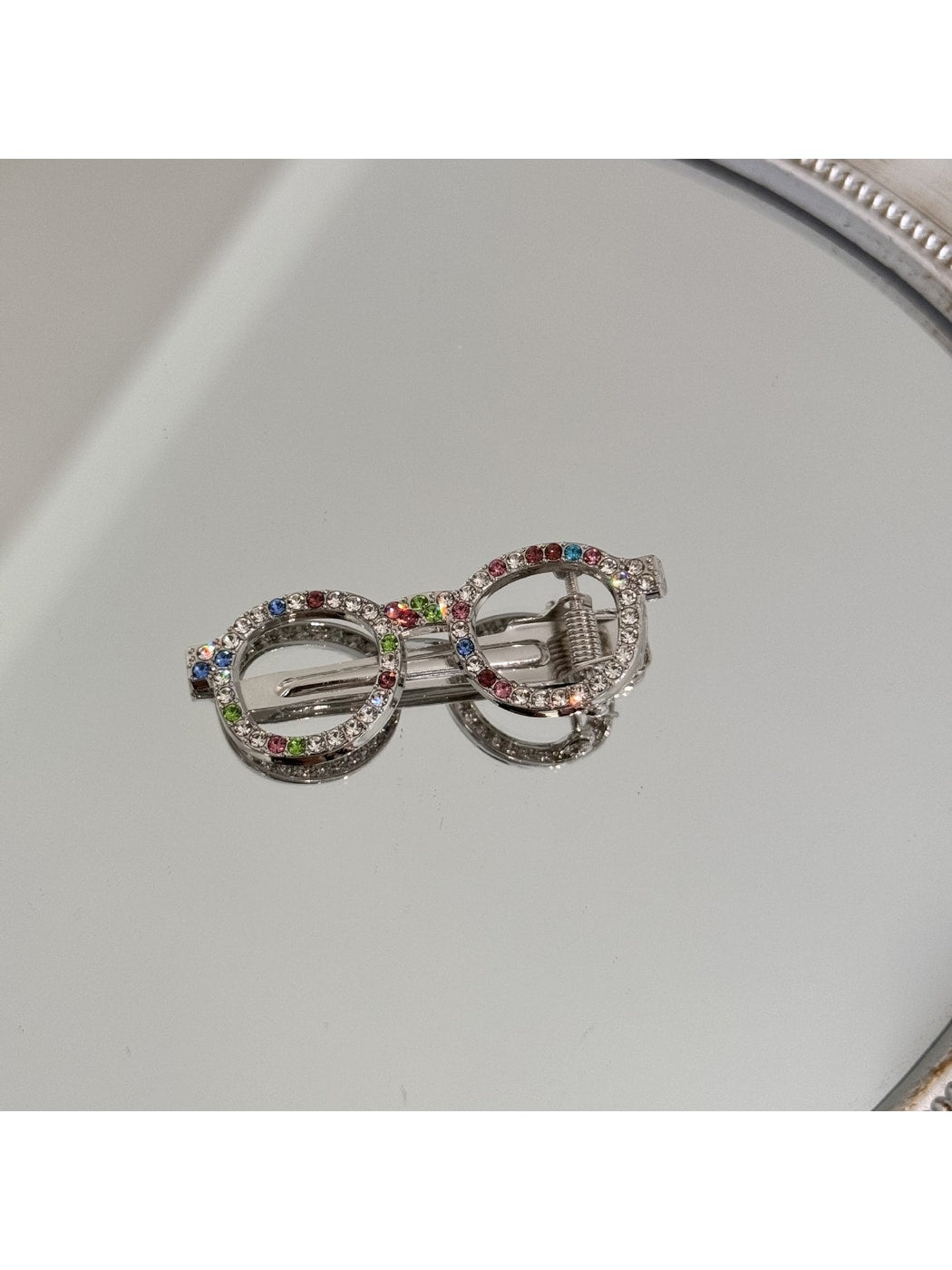 Beau - Rhinestone Eyeglasses Shape Alloy Hair Clip