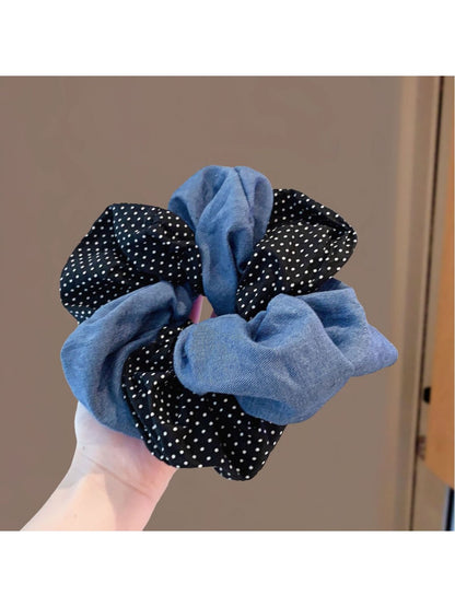 Gifty - Blue Polka Dot Double Layer Hair Tie Vintage