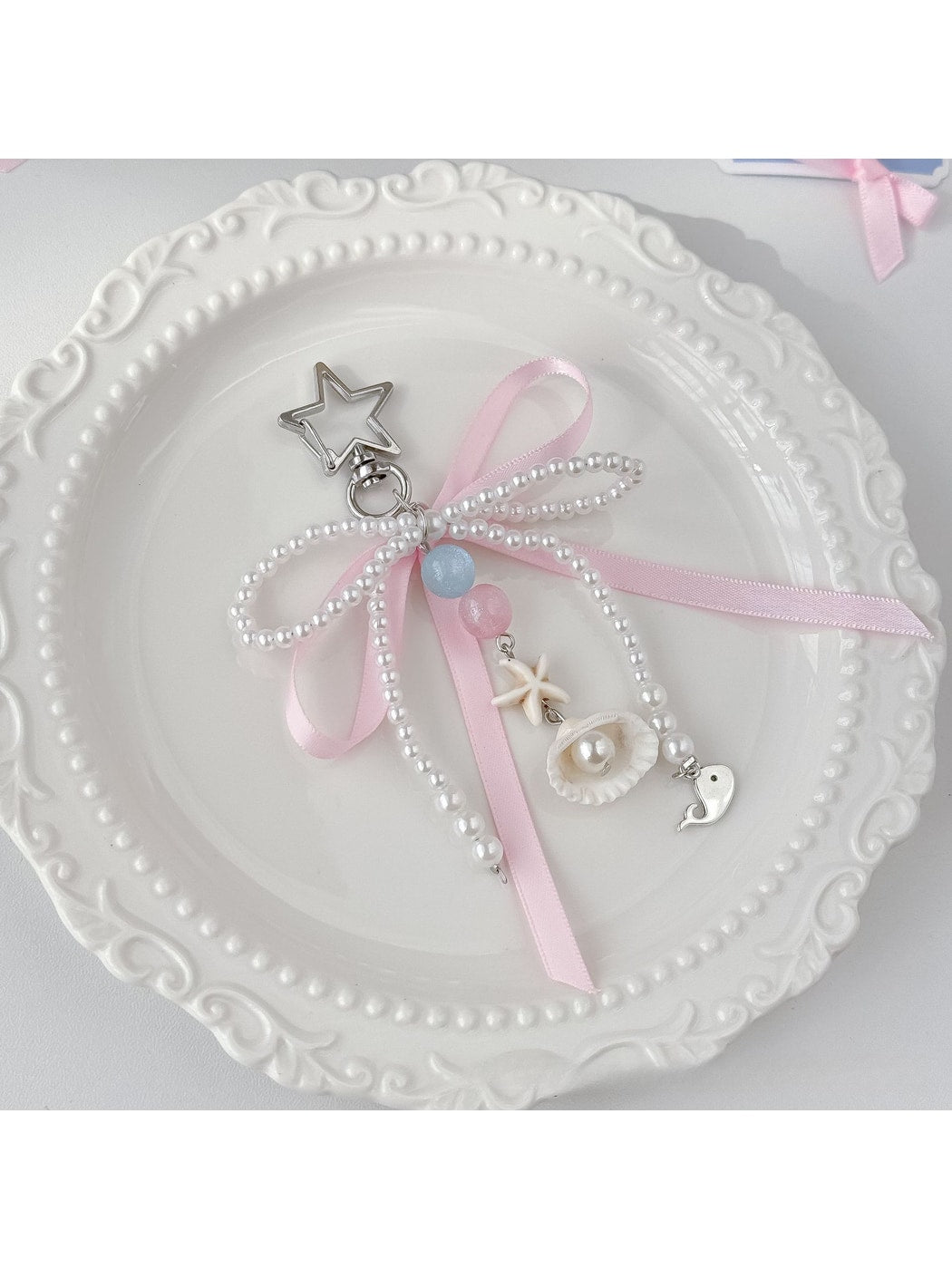 Keypus - Polyester Alloy Plastic Bow Bag Charm Keychain