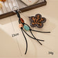 Keypus - Leopard Print Flower Beaded Bag Charm Keychain