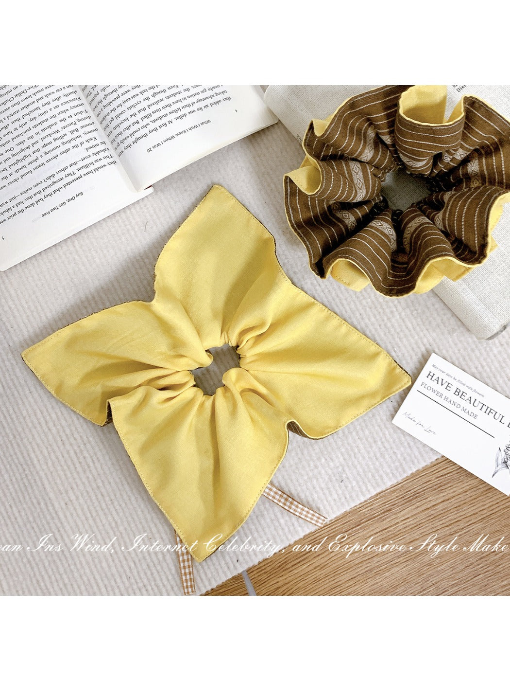 Gifty - Yellow Coffee Striped Hair Ring