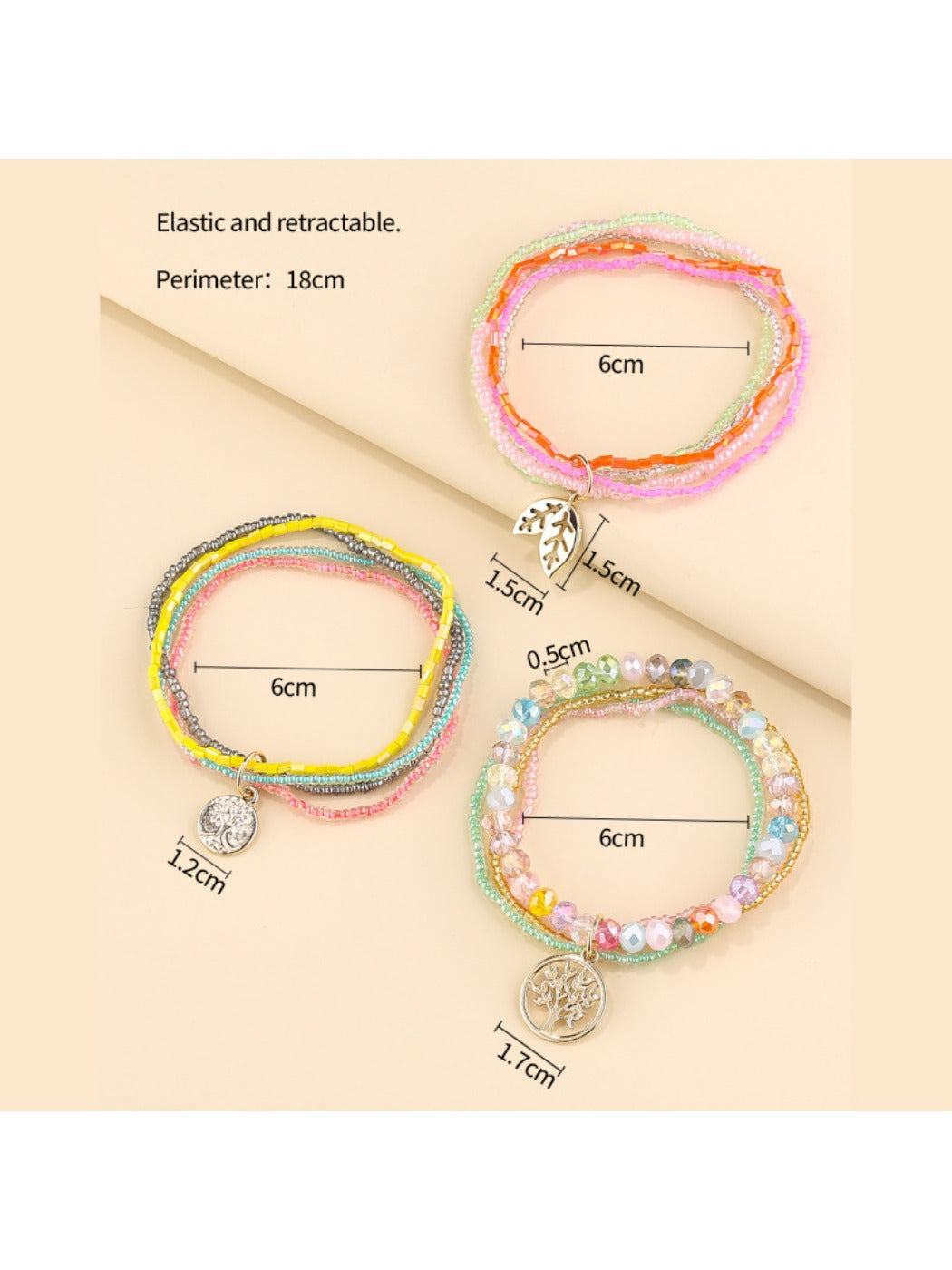 Lovra - Multi-Row Elastic Cord Beaded Bracelet