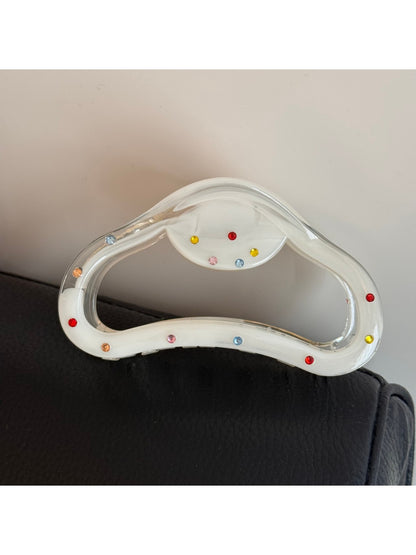 Beau - White Geometric Hair Claw Clip