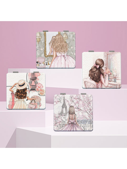 Mirroray - Cartoon Girl Portable Folding Makeup Mirror