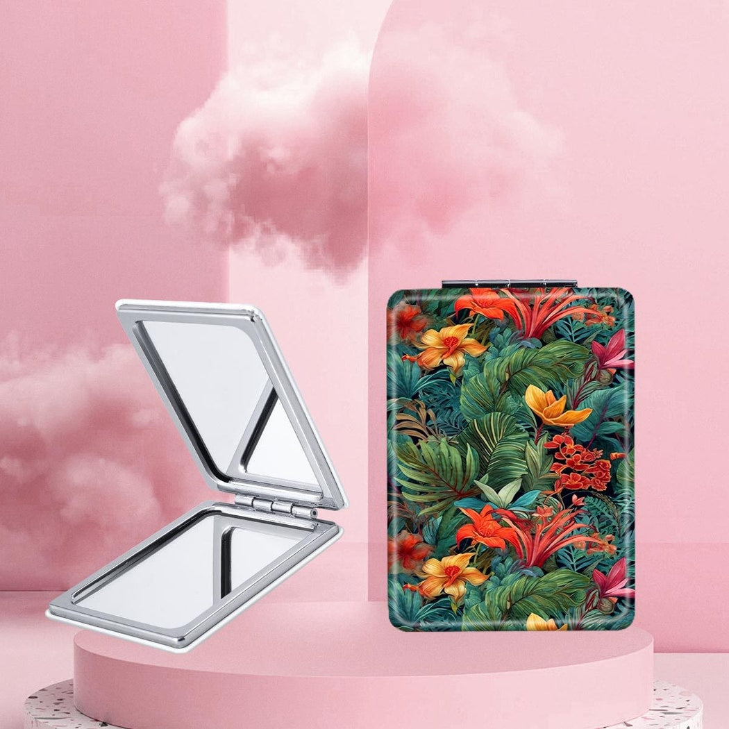 Mirroray - Tropical Print Folding Handheld Makeup Mirror