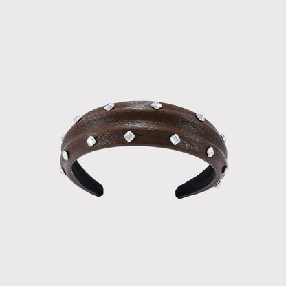 Gifty - Wide Profile Jeweled Leather Look Headband
