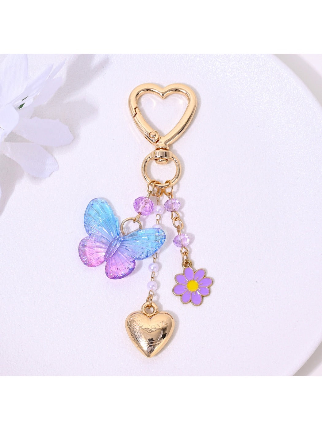 Keypus branded heart and flower shaped keychain with polished finish