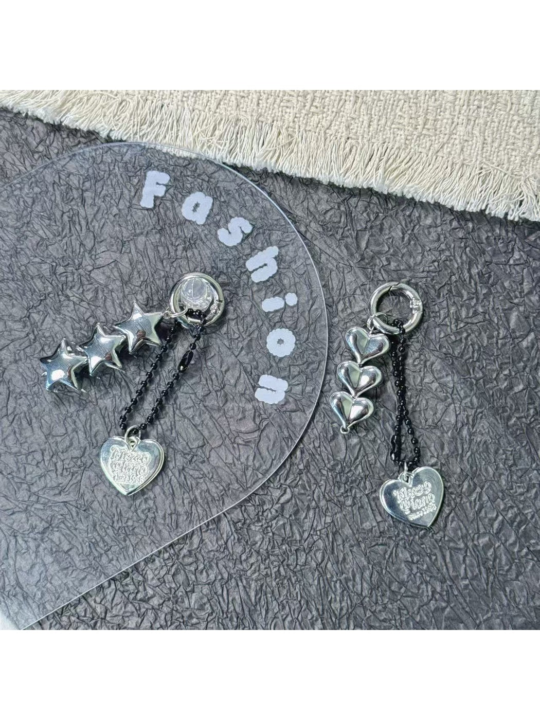 Keypus - Alloy Triple Heart Dangle Keychain