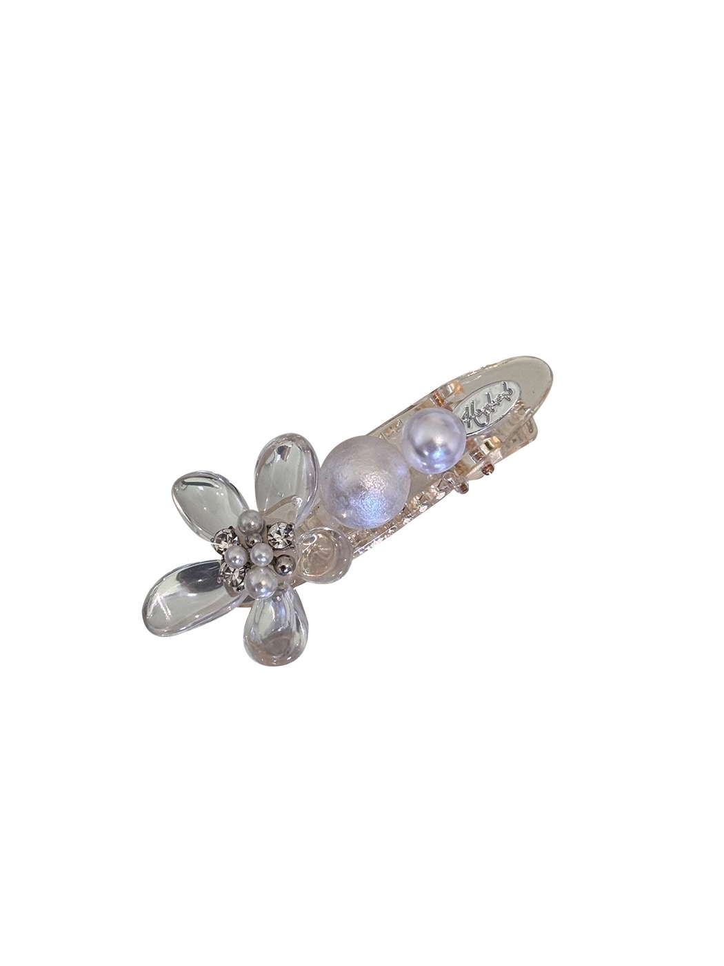 Beau - Floral Heart Accent Acrylic Alloy Hair Clip