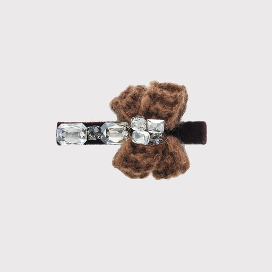 Beau - Cute Brown Bow Accent Side Barrette