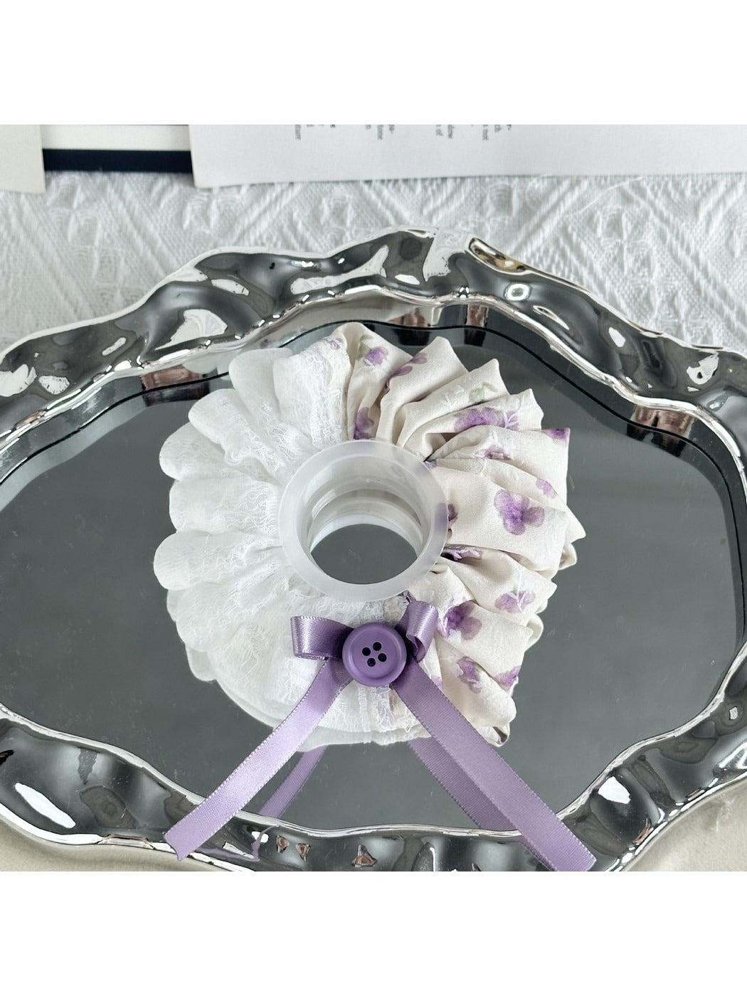 Gifty - Floral Patchwork Ribbon Button Scrunchie