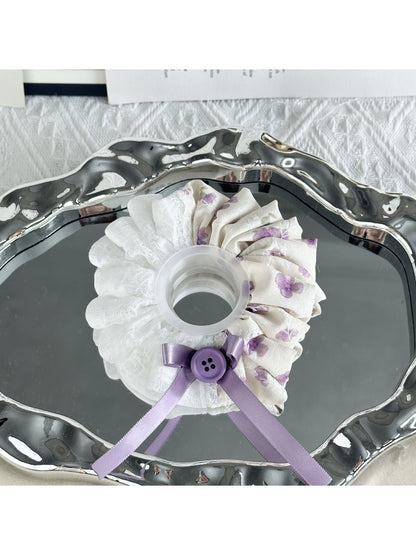Gifty - Floral Patchwork Ribbon Button Scrunchie