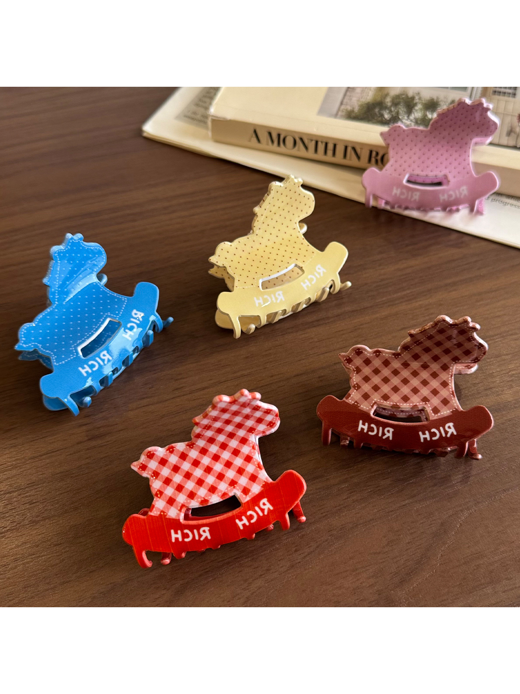 Beau - Rocking Horse Pattern Acetate Claw Clip