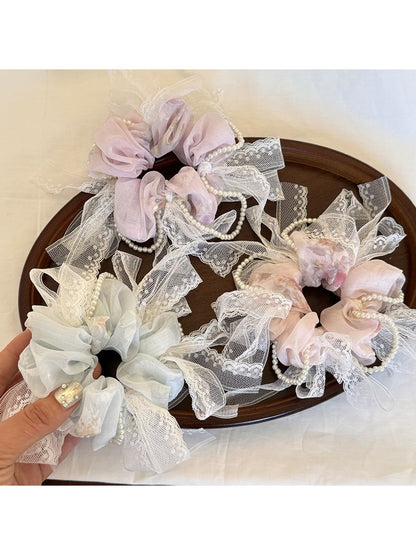 Gifty - Polyester Lace Bow Round Design Hair Tie