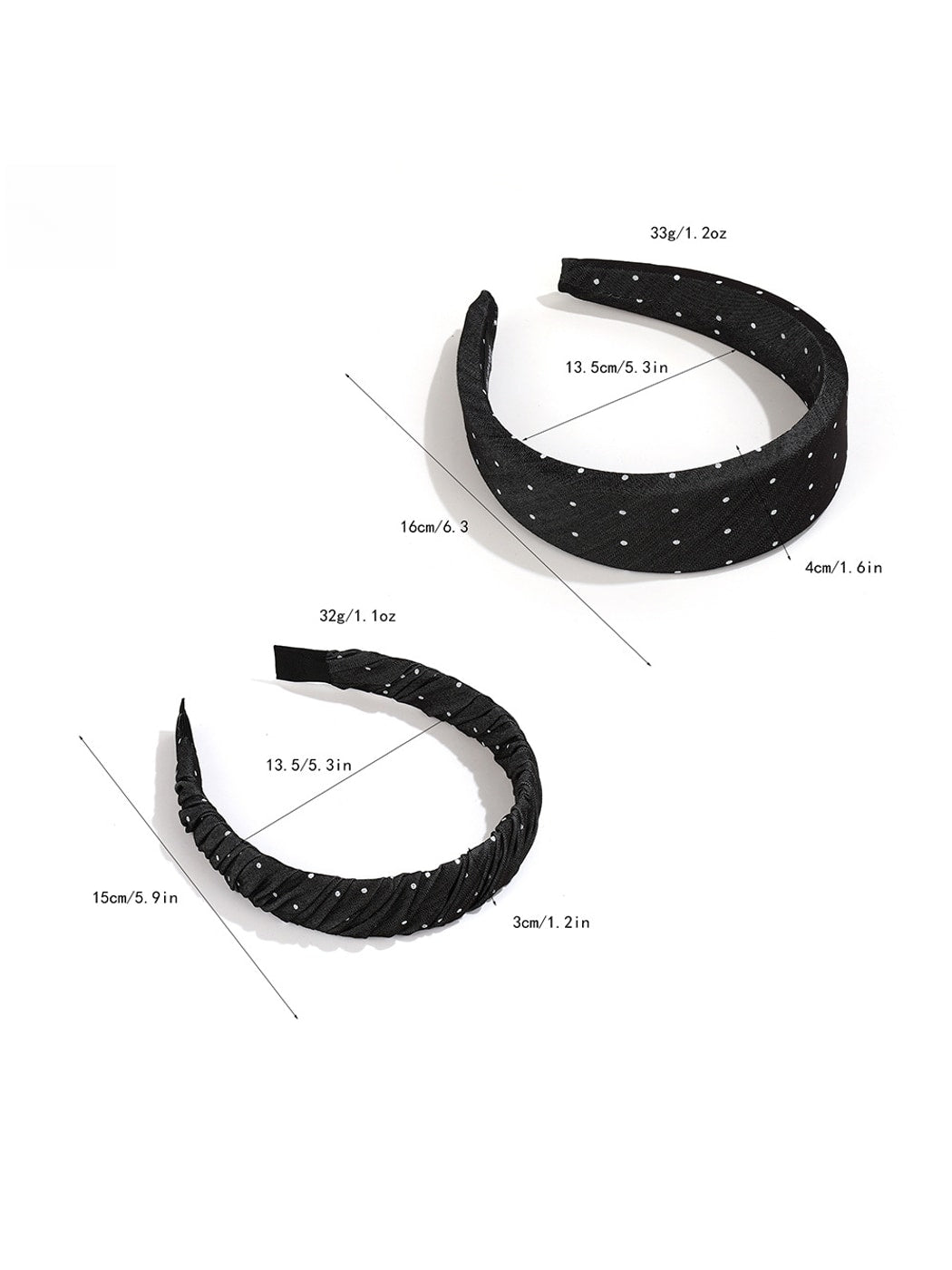 Gifty - Polka Dot Pleated Fabric Wide Edge Headband