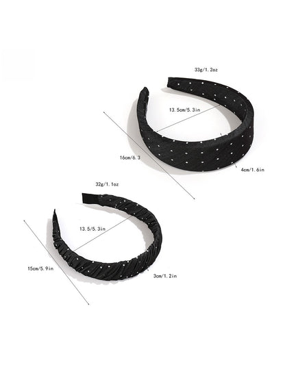 Gifty - Polka Dot Pleated Fabric Wide Edge Headband
