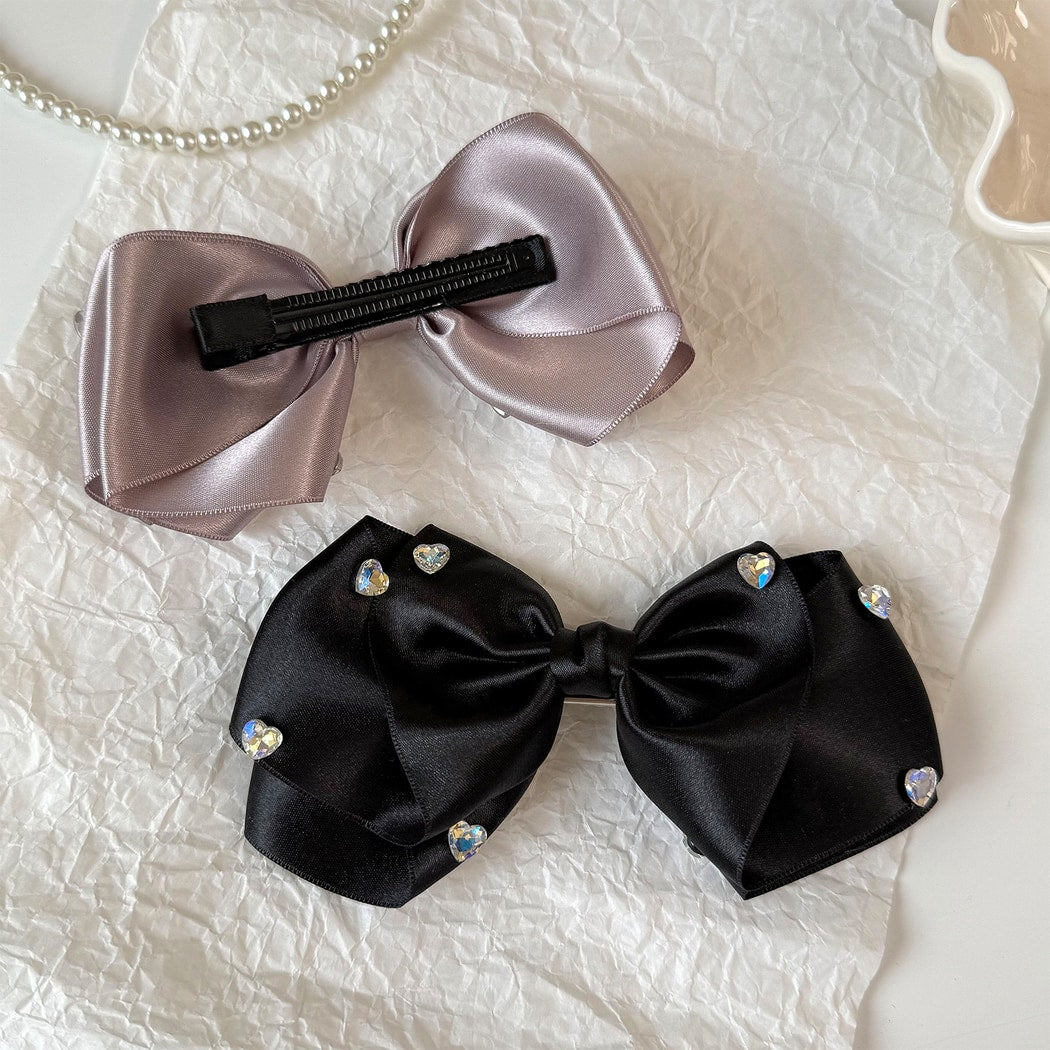 Beau - Rhinestone Bow Decorative Hair Clip