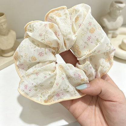 Gifty - Ruffled Floral Print Polyester Hair Scrunchie