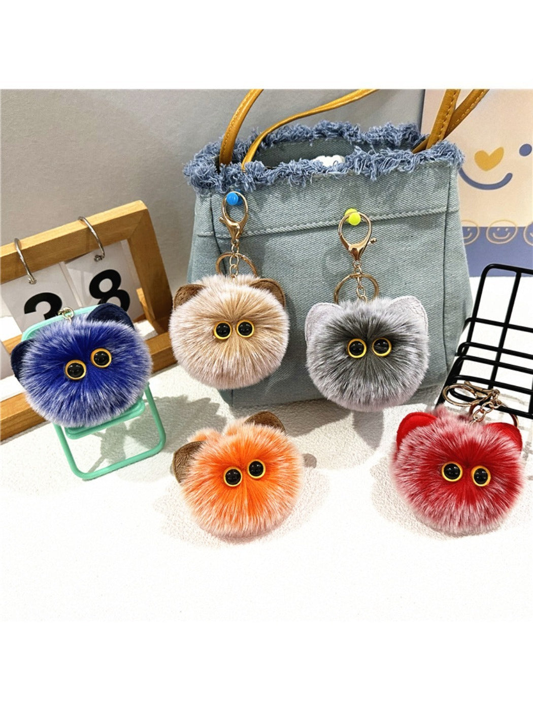 Keypus - Cat Pompom Bag Charm Keychain