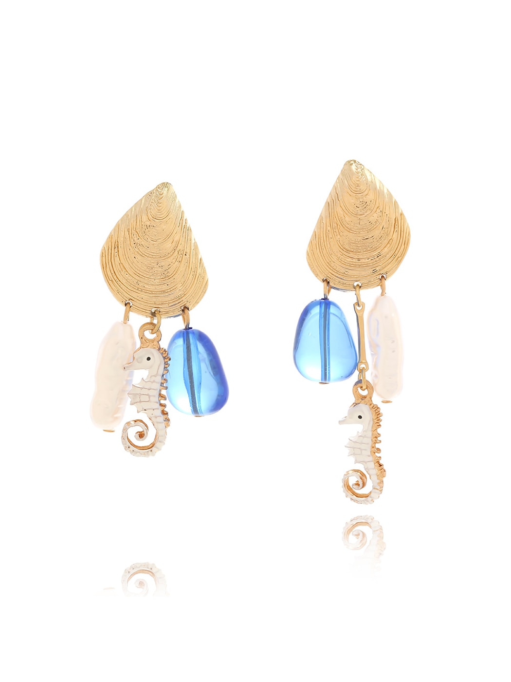 Earedge - Baroque Style Ocean Motif Dangle Earrings