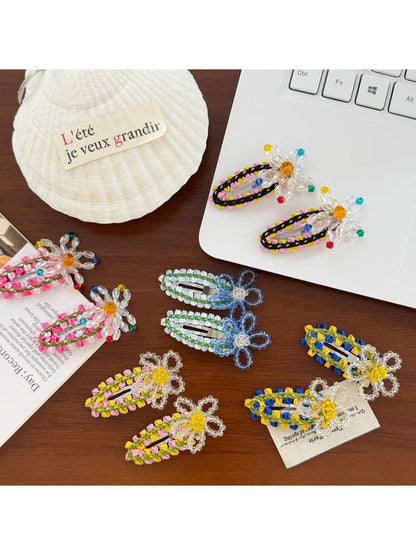 Beau - Floral Beaded Drop Shape Hair Clip