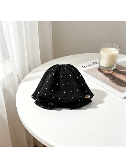 Beau - Ruched Polka Dot Fabric Look Women's Claw Clip