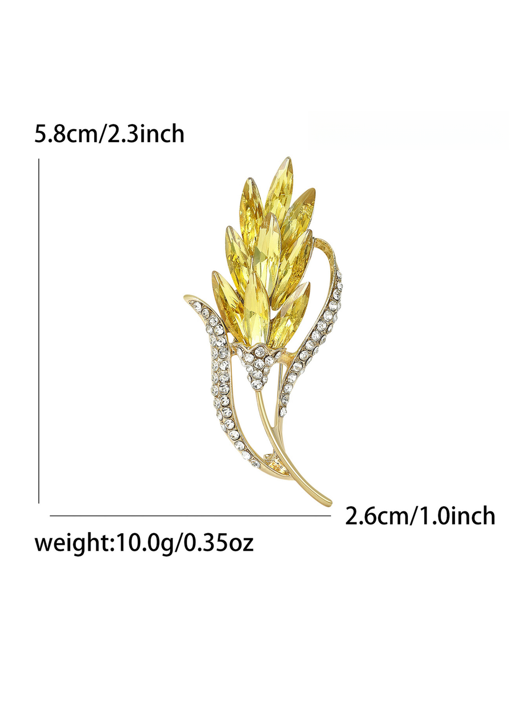 Brovia - Sparkling Wheat Ear Floral Accent Brooch