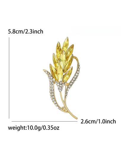 Brovia - Sparkling Wheat Ear Floral Accent Brooch