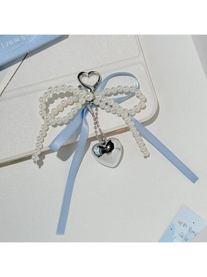 Keypus - Beaded Bow Heart Pendant Bag Charm Keychain