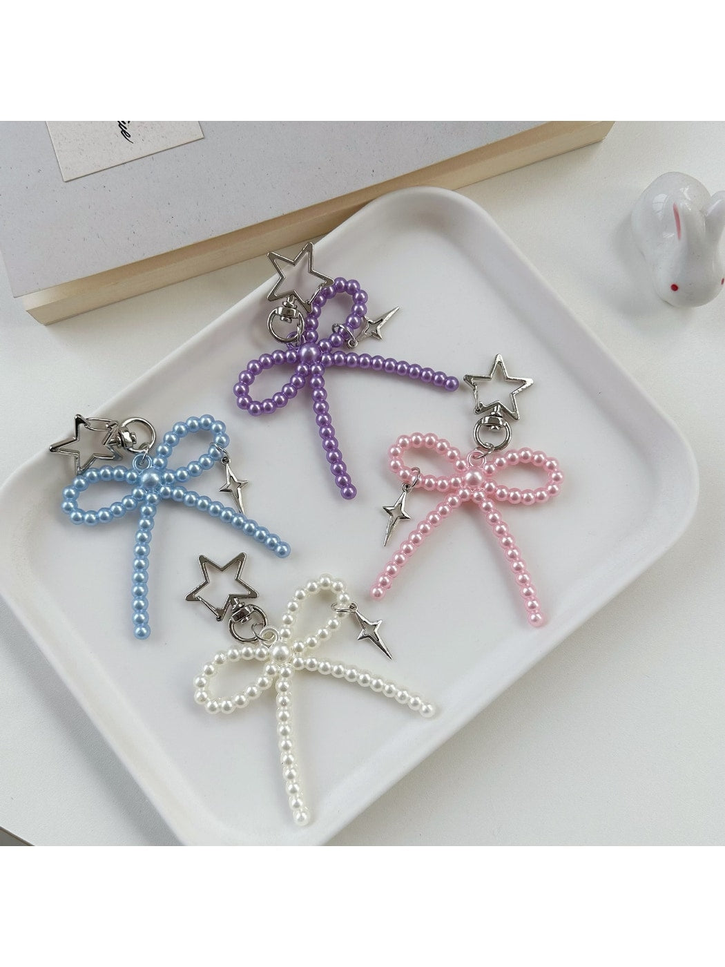 Keypus - Beaded Bow Star Detail Decorative Keychain