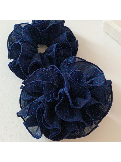 Gifty - Blue Polka Dot Ruched Scrunchie