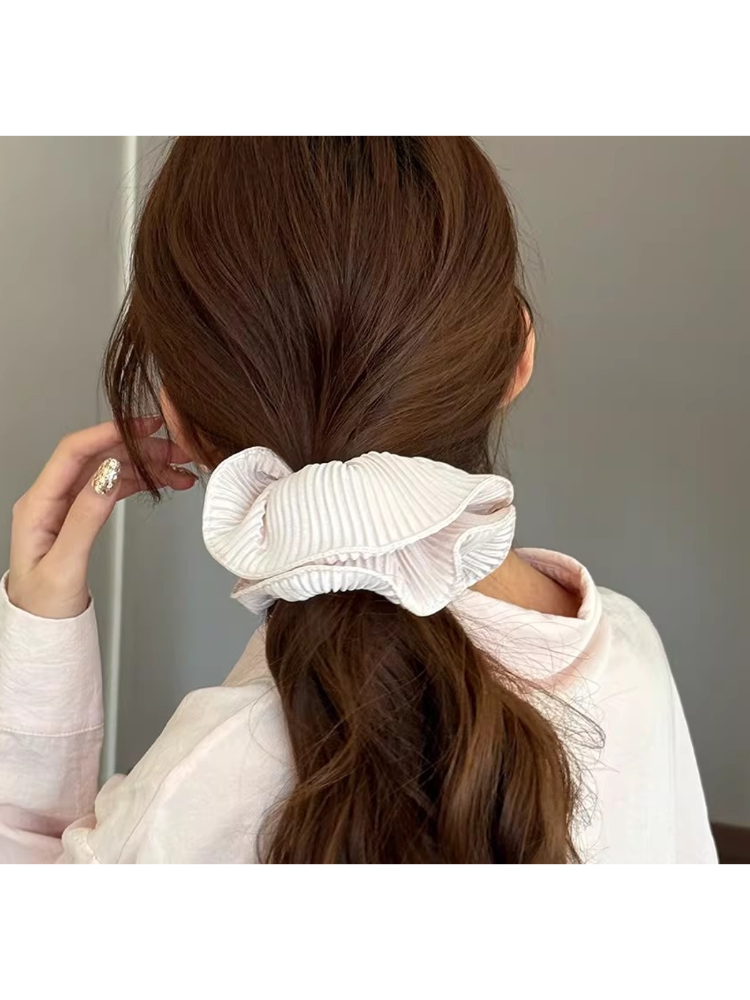 Gifty - Pleated Satin Look Ruffle Hair Scrunchie