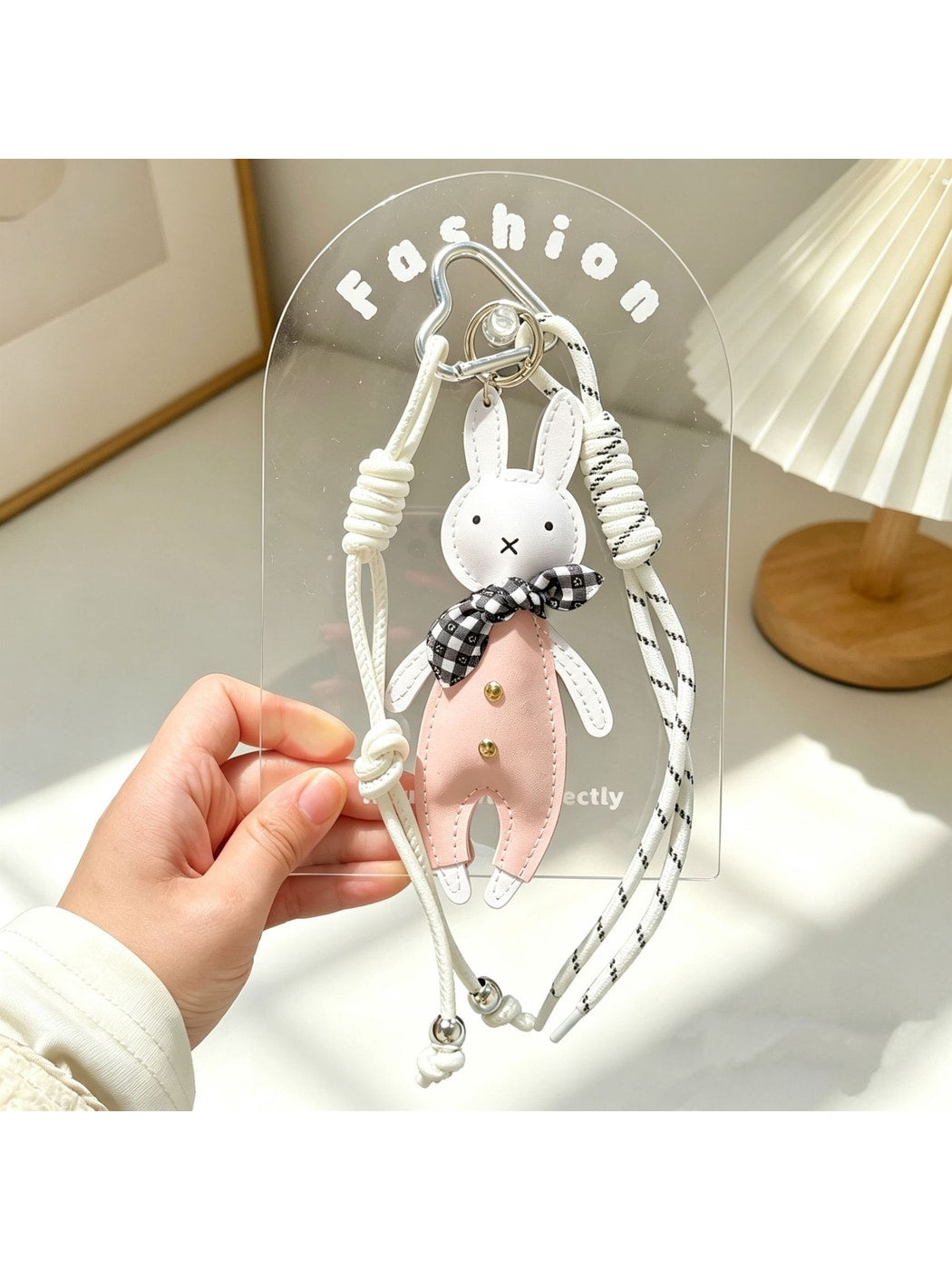 Keypus - Bow Rabbit Faux Leather Alloy Bag Charm Keychain