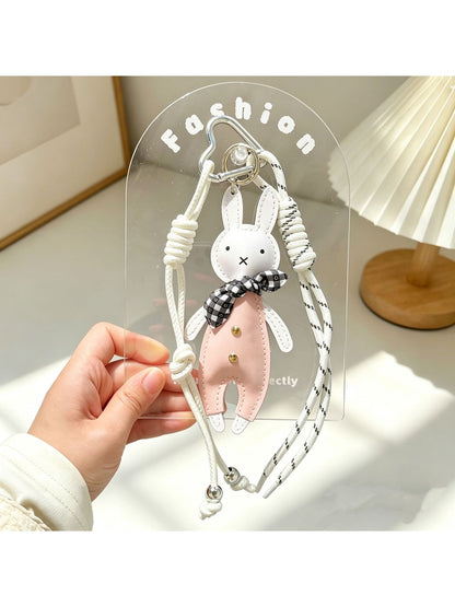 Keypus - Bow Rabbit Faux Leather Alloy Bag Charm Keychain