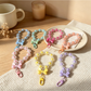 Keypus - Floral Beaded Bow Acrylic Bag Charm Keychain