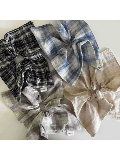Gifty - Plaid Square Scarf Style Hair Scrunchie