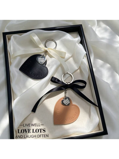 Keypus - Ribbon Accent Heart Pendant Key Ring Keychain